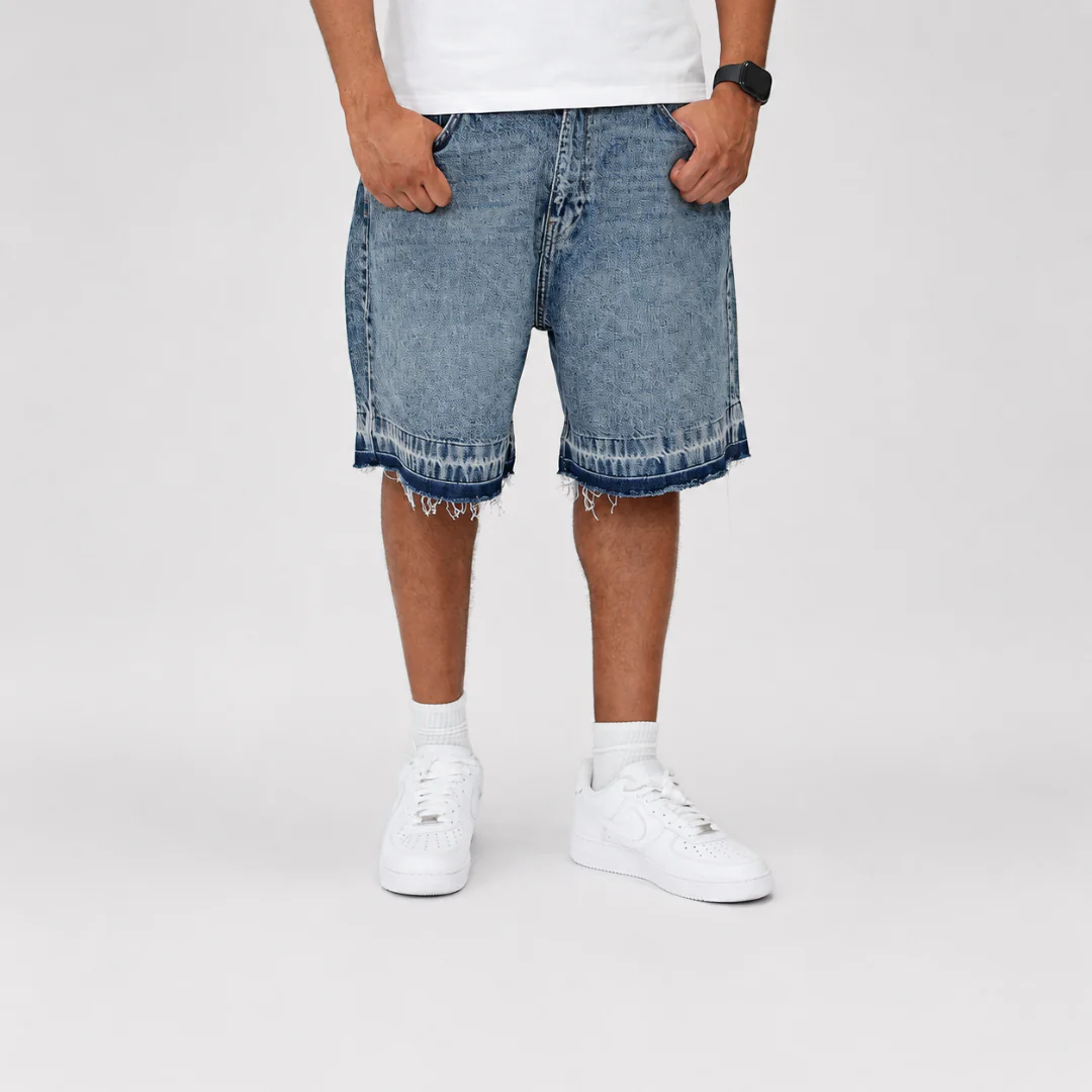 the denim distressed shorts - blue - Image 4