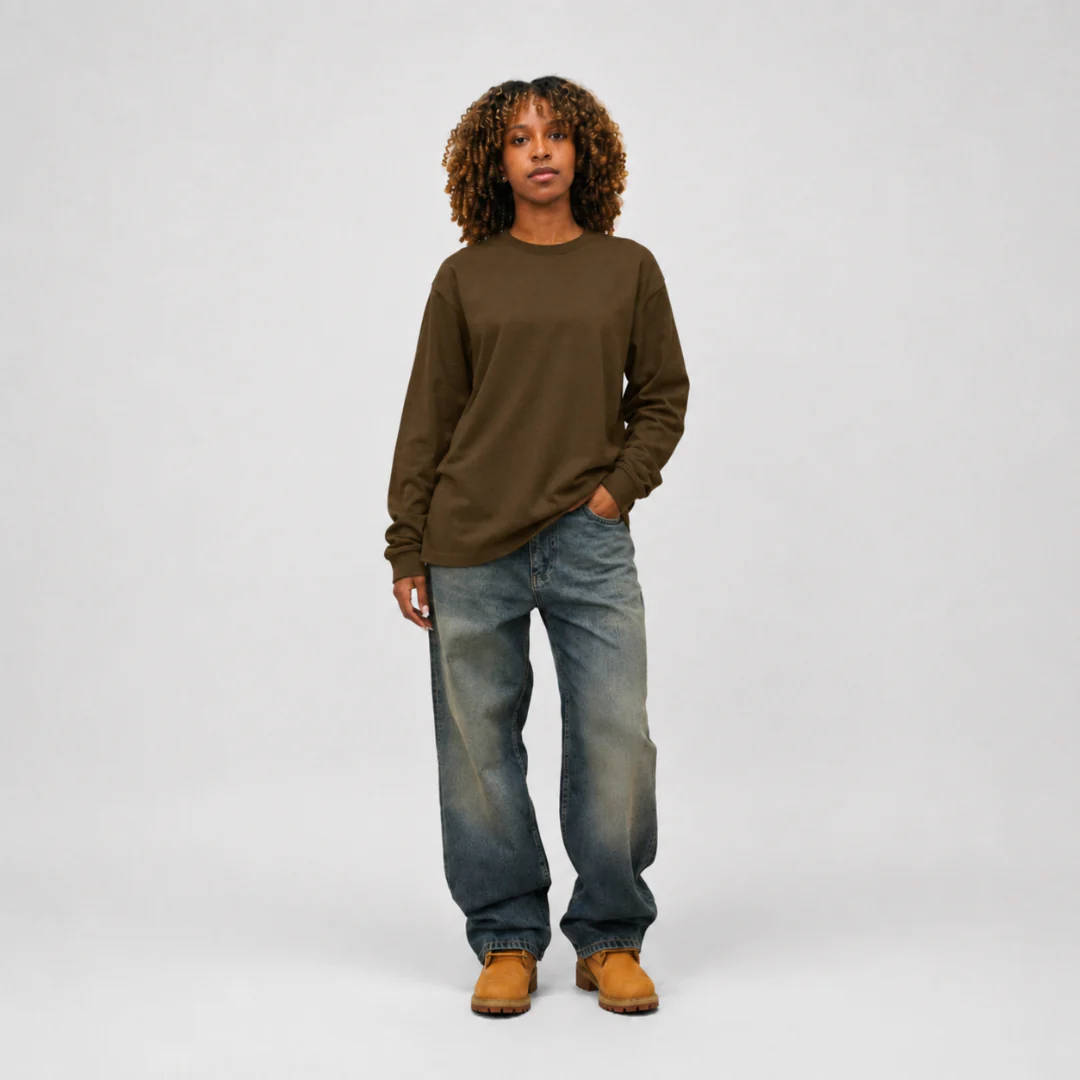 the perfect long sleeve tee - brown - Image 4