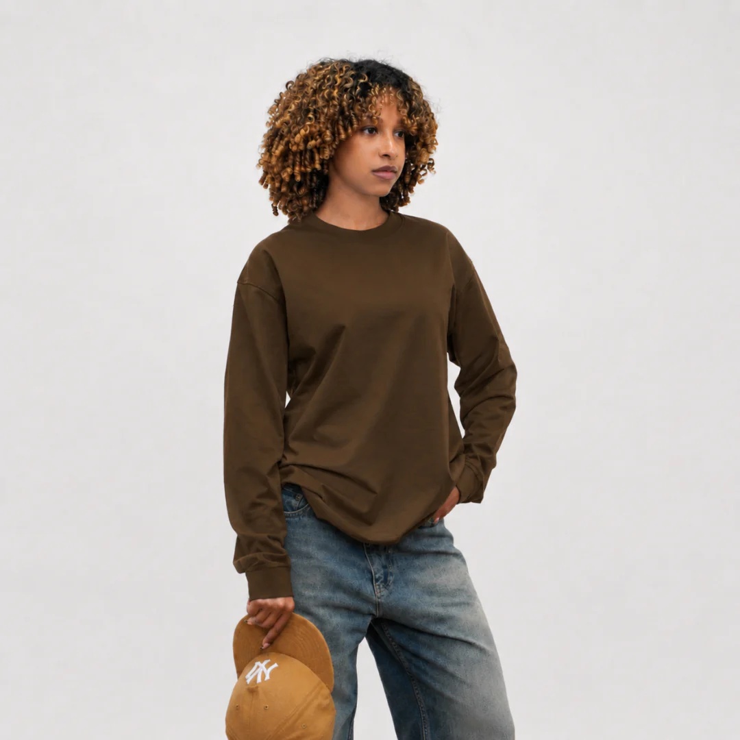 the perfect long sleeve tee - brown - Image 5