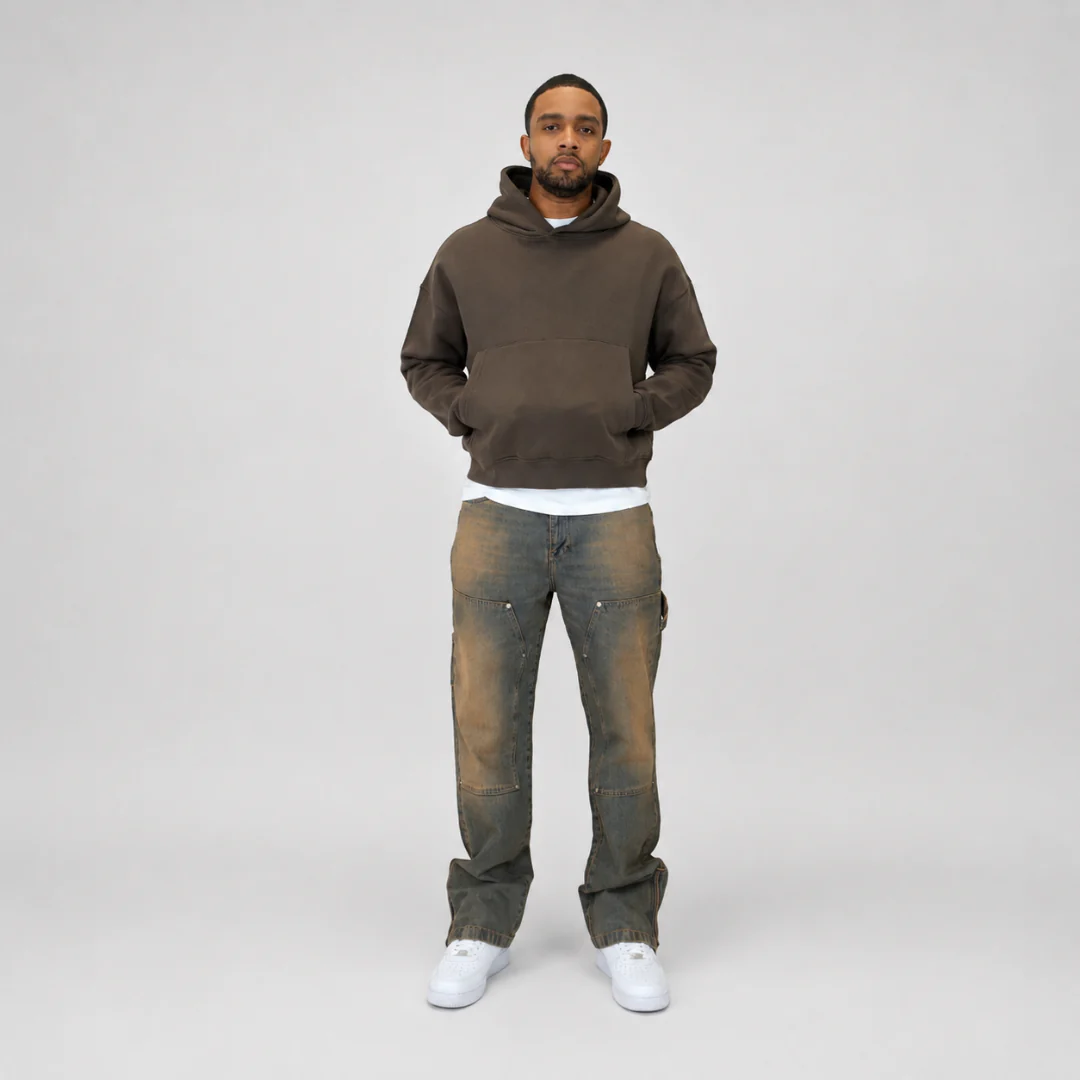 the straight leg carpenta’ jeans - blue (mocha wash) - Image 3