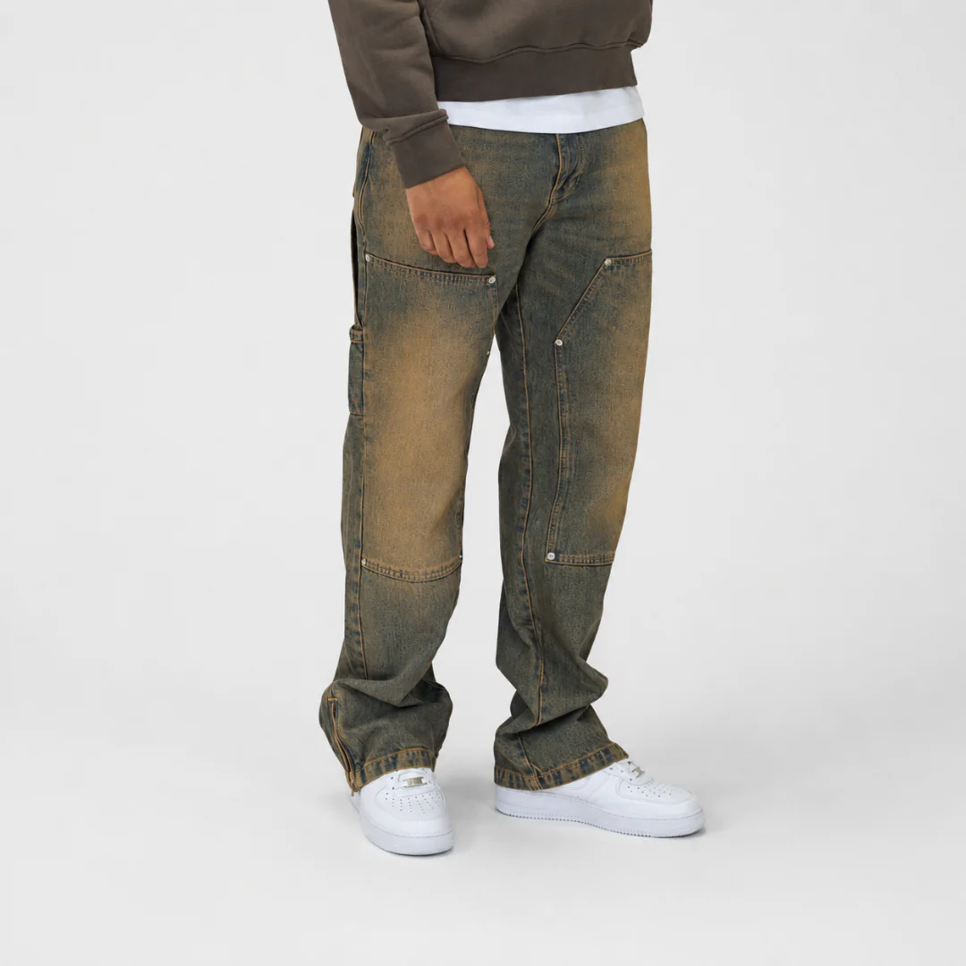 the straight leg carpenta’ jeans - blue (mocha wash) - Image 4