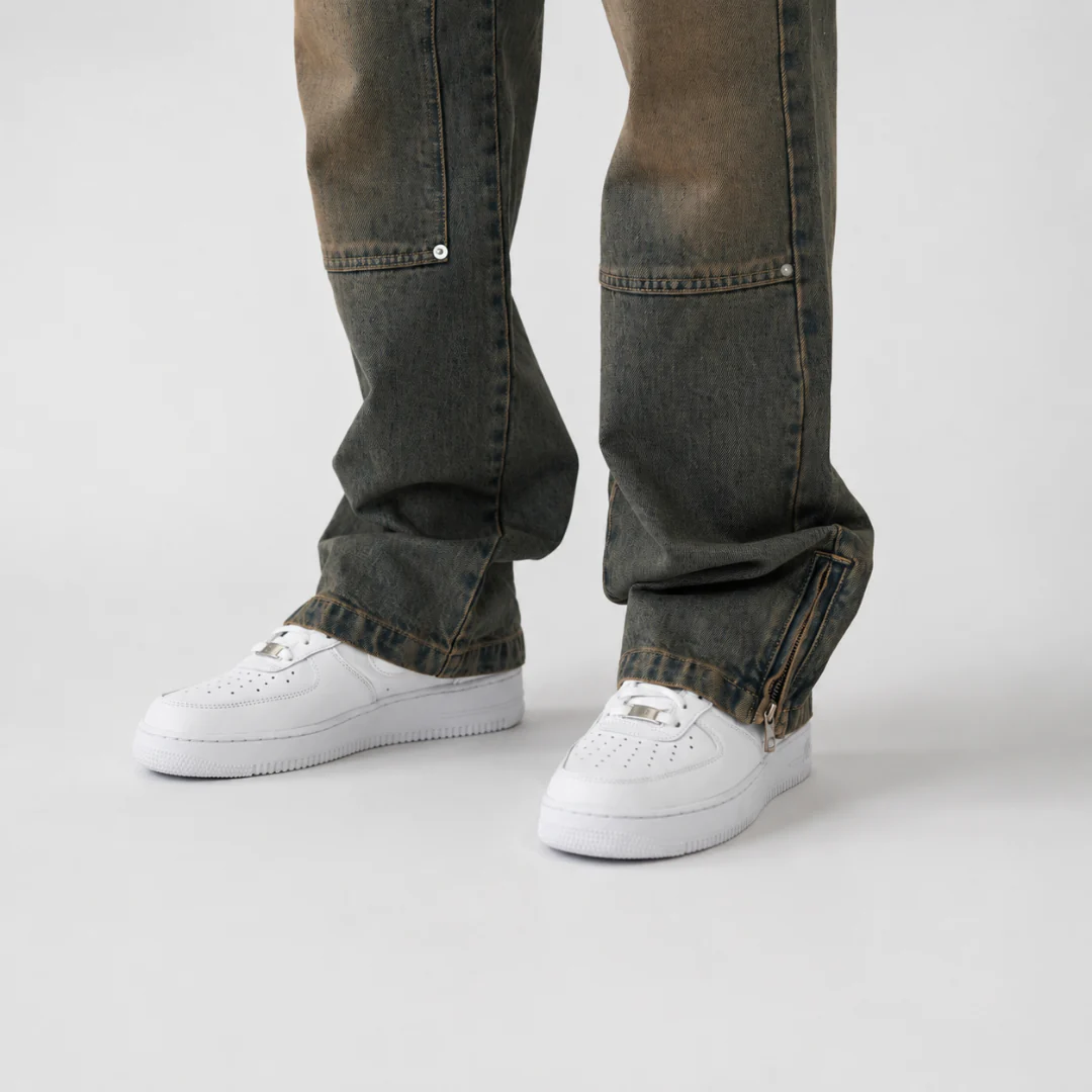 the straight leg carpenta’ jeans - blue (mocha wash) - Image 5